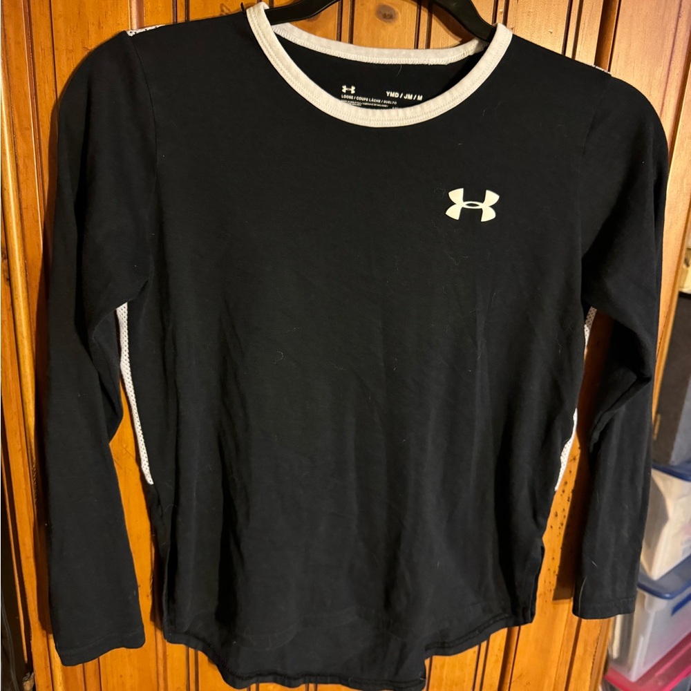 Under Armour Kids Black and White Long Sleeve Tee